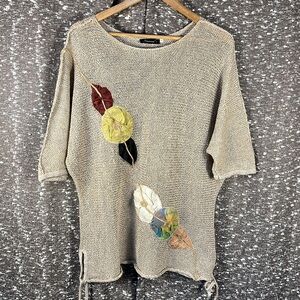 Kamena Women's‎ Beige Short Sleeve Shirt With Patchwork Size 1